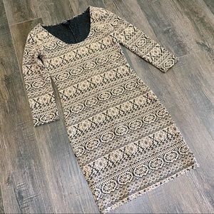 Forever 21 Womens Tribal Print 3 Quarter Length Sleeve Bodycon Dress Size Small